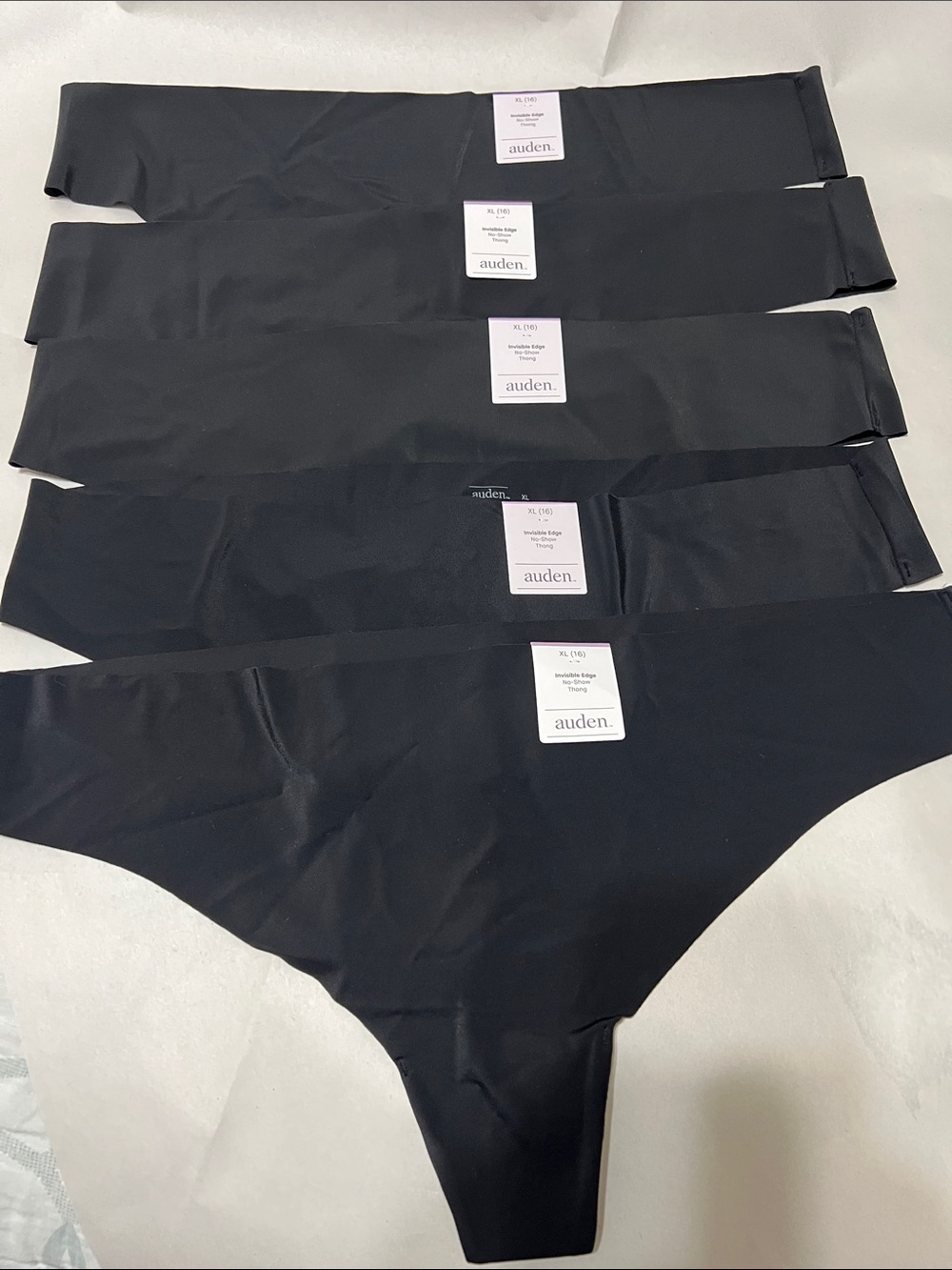 5- Auden Black Invisible Edge No Show Seamless Thong Underwear XL